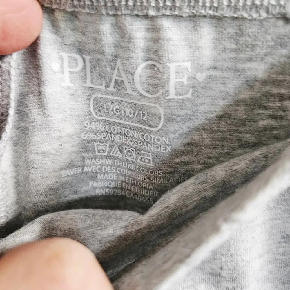 Children's Place Girls Size L Leggings Solid Gray Casual Comfy Everyday Basic